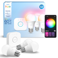 3x Żarówka LED E27 A60 8W = 60W 806lm 2200-6500K CCT + RGB SMART Inteligentna Bluetooth ZigBee White and Color Ambiance + Mostek Bridge Zestaw Startowy Philips HUE
