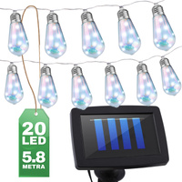 Girlanda Solarna Ogrodowa 20x LED Łańcuch Świetlny Ozdobne Kuleczki 5.8m
