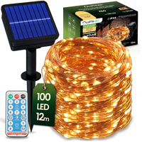 Girlanda Solarna Ogrodowa 100x LED Ozdobne Druciki 12m 2700K Ciepła + PILOT FILO LUMILED