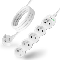 Przedłużacz Sieciowy Kabel z Uziemieniem Listwa Zasilająca 5 Gniazda 1.5m Biały Sznur Lendo Lumiled