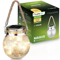 Lampa Solarna Ogrodowa LED MAGUS 3000K Latarenka Lampion na Baterie Kula Szklana Słoik LUMILED
