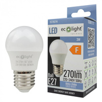 Żarówka LED Kulka P45 E27 3W 270lm 6500K Zimna Ecolight