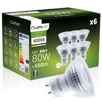 6x Żarówka LED GU10 Reflektor PAR16 8W = 80W 650lm 4000K Neutralna 36° Ściemnialna LUMILED