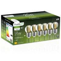 6x Żarówka LED E27 Kulka P45 2W = 25W 249lm 4000K Neutralna 360° FILAMENT LUMILED