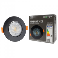 Oprawa Podtynkowa Wpuszczana LED 3W / 5W / 7W CCT Czarna Okrągła DOWNLIGHT Ecolight