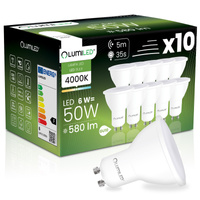 10x Żarówka LED GU10 Reflektor PAR16 6W = 50W 580LM 4000K Neutralna 120° z Czujnikiem Ruchu LUMILED