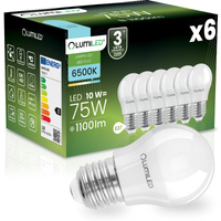 6x Żarówka LED E27 Kulka P45 10W = 75W 1100lm 6500K Zimna 180° LUMILED