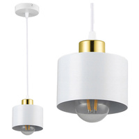 Lampa Sufitowa Oprawa Wisząca Zwis E27 Biała Złota Elza Masterled