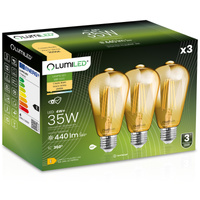 3x Żarówka LED E27 Edison ST64 4W = 35W 440lm 2000K Ciepła 360° FILAMENT LUMILED