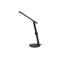 Lampa Stołowa Biurkowa Nocna 9W 570lm 3000-6000K CCT Ściemnialna Timer Czarny Nowoczesny Isak Rabalux