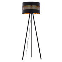 Lampa Podłogowa Stojąca TAGO BLACK Czarno-Złota Abażur Nowoczesna 145cm E27 5053 TK Lighting