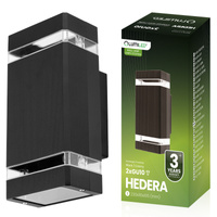 Lampa Ogrodowa Kinkiet Elewacyjny góra dół GU10 Czarny Aluminium HEDERA LUMILED