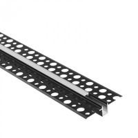 Profil Aluminiowy LED do Płyt GK Gipsowych REGIPS Wpuszczany Podtynkowy Czarny 2m z Kloszem Mroźnym do Taśm LED + Zaślepki seria GPW Ecolight