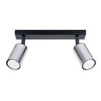 Lampa Sufitowa Oprawa Natynkowa SPOT TUBA Reflektor 2x GU10 Tubularna Czarna Chrom Nowoczesna Winx Sollux
