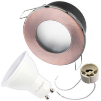 Zestaw Oprawa HALOGENOWA Hermetyczna Łazienkowa PODBITKA AQUS Miedź IP44 + LED GU10 5W 4000K Lumiled