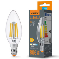Żarówka LED E14 C35 Świeczka 6W = 60W 806lm 3000K Ciepła 360° FILAMENT Videx