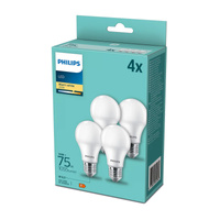 4PAK Żarówka LED E27 A60 10W = 75W 1055lm 2700K Ciepła Mleczny PHILIPS