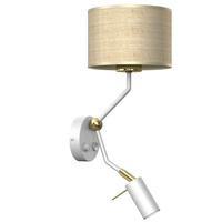 Lampa Ścienna Kinkiet MARSHALL Biała Rattanowa 1xE27 + 1x mini GU10 Milagro