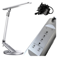 Lampka Biurkowa LED Stołowa 7W 400lm CCT 120° Srebrna Ściemnialna Optimum Sanico Goldlux