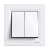 Włącznik Światła Podwójny Biały Wyłącznik z Ramką Zwierny SCHNEIDER ASFORA