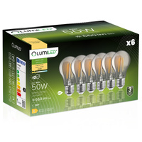 Zestaw 6x Żarówka LED  A60 E27 6W = 50W 660lm 2200K Ciepła 360° Filament Dymiona LUMILED Smokey