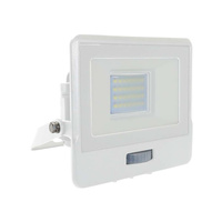Naświetlacz LED 20W 1510lm 6500K IP65 Biały z mufą, czujnikiem ruchu i funkcją CUT-OFF Samsung Chip VT-128S-W V-TAC