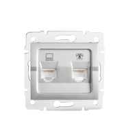Gniazdo Komputerowo-Telefoniczne RJ45 RJ11 Kwadratowe Srebrne LOGI Kanlux