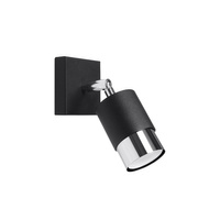 Lampa Ścienna Oprawa Natynkowa Kinkiet GU10 SPOT TUBA Reflektor Ruchoma Tubularna Czarna Chrom Nowoczesna Nero Sollux