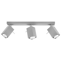 Lampa Sufitowa Oprawa Natynkowa 3x GU10 SPOT TUBA Reflektor Ruchoma Minimalistyczna Kwadratowa Szara Nowoczesna Merida Sollux