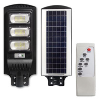 Lampa LED solarna uliczna czarna 150W 6000K zimna IP65 czujnik ruchu i zmierzchu + pilot