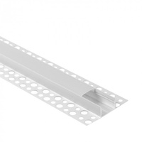 Profil Aluminiowy LED do Płyt GK Gipsowych REGIPS Szeroki Podpłytkowy do Glazury Biały 1m z Kloszem Mroźnym do Taśm LED + Zaślepki seria GNS Ecolight