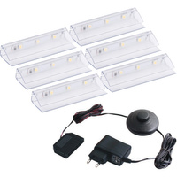 Zestaw 6x Klips LED do Szklanych Półek 0,25W Zielony + Zasilacz z Wyłącznikiem