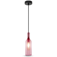 Lampa Wisząca Oprawa E14 Szklany klosz różowy Butelka VT-7558 V-TAC