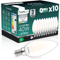 10x Żarówka LED E14 Świeczka B35 2,2W 470lm = 40W 4000K Neutralna 360° Filament KLASA A LUMILED