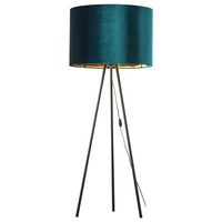 Lampa Podłogowa Stojąca TERCINO GREEN Welurowy Abażur Czarno-Zielona Elegancka E27 5539 TK Lighting