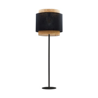 Lampa Podłogowa Stojąca BOHO BLACK Rattanowa Czarna Styl Boho 145cm E27 5568 TK Lighting