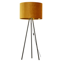 Lampa Podłogowa Stojąca TERCINO ORANGE Welurowy Abażur Czarno-Miodowa Elegancka E27 5533 TK Lighting