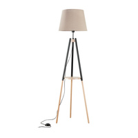Lampa Podłogowa Stojąca VAIO NATURE Abażur Czarno-Beżowa Klasyczna E27 5185 TK Lighting