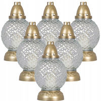 6x Znicz Szklany na Wkład 28h Całoroczny na Grób 24,5cm