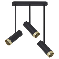 Lampa Sufitowa Punktowa Reflektor 3x GU10 Czarna Złota PORTO Sanico Goldlux