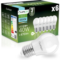 6x Żarówka LED E27 Kulka P45 5W = 40W 470lm 6500K Zimna 180° LUMILED