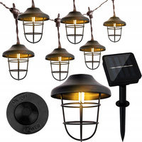 GIRLANDA SOLARNA 10x latarenka metalowa 4,5m ogrodowa ozdobna dekoracyjna 3000K ciepła