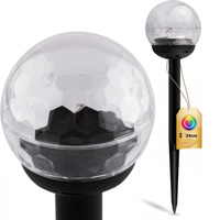 Lampa Solarna Ogrodowa LED Wbijana Kulka RGB IP44 34cm Czujnik Zmierzchu
