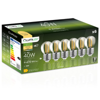 6x Żarówka LED E27 Kulka P45 4W = 40W 470lm 3000K Ciepła 360° FILAMENT LUMILED