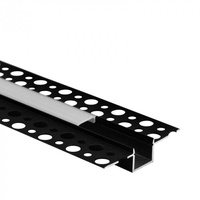 Profil Aluminiowy LED do Płyt GK Gipsowych REGIPS Wpuszczany Podtynkowy Czarny 2m z Kloszem Mroźnym do Taśm LED + Zaślepki seria GP Ecolight