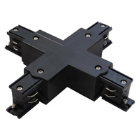 Łącznik Poczwórny Krzyżowy do Listw Szynowych Trójfazowych Czarny