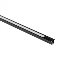 Profil Aluminiowy LED Wpuszczany Podtynkowy Czarny 2m z Kloszem Mroźnym do Taśm LED + Zaślepki seria PW Ecolight