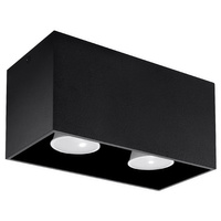 Lampa Sufitowa Oprawa Natynkowa 2x GU10 Prostokątna Czarna Nowoczesna Quad Sollux