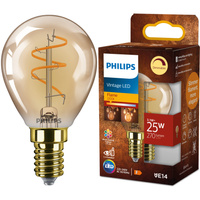 Żarówka LED E14 Kulka P45 3.1W = 25W 270lm 2200K Ciepła CRI90 300° FILAMENT Vintage Bursztynowa Ściemnialna Decorative Philips