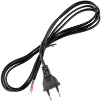 Sznur Przyłączeniowy Kabel 2m 2x 0,5 z Wtyczką CZARNY